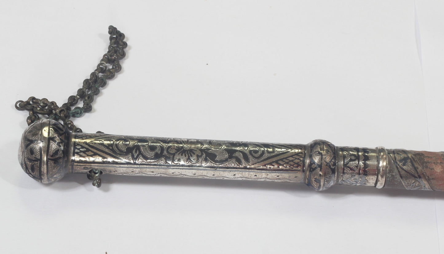 Silver & Niello Caucasian Riding Whip or Crop