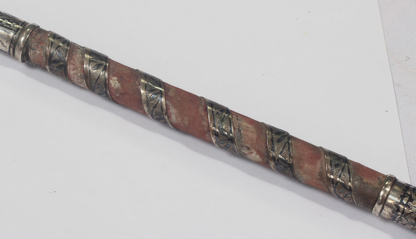 Silver & Niello Caucasian Riding Whip or Crop