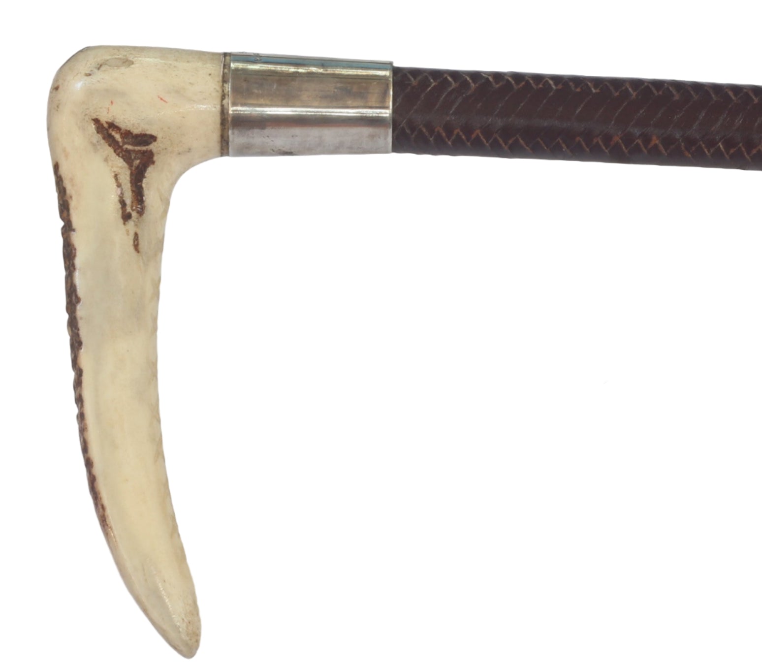 1985 Silver Mounted Swaine & Adeney Leather Hunting Whip or Crop