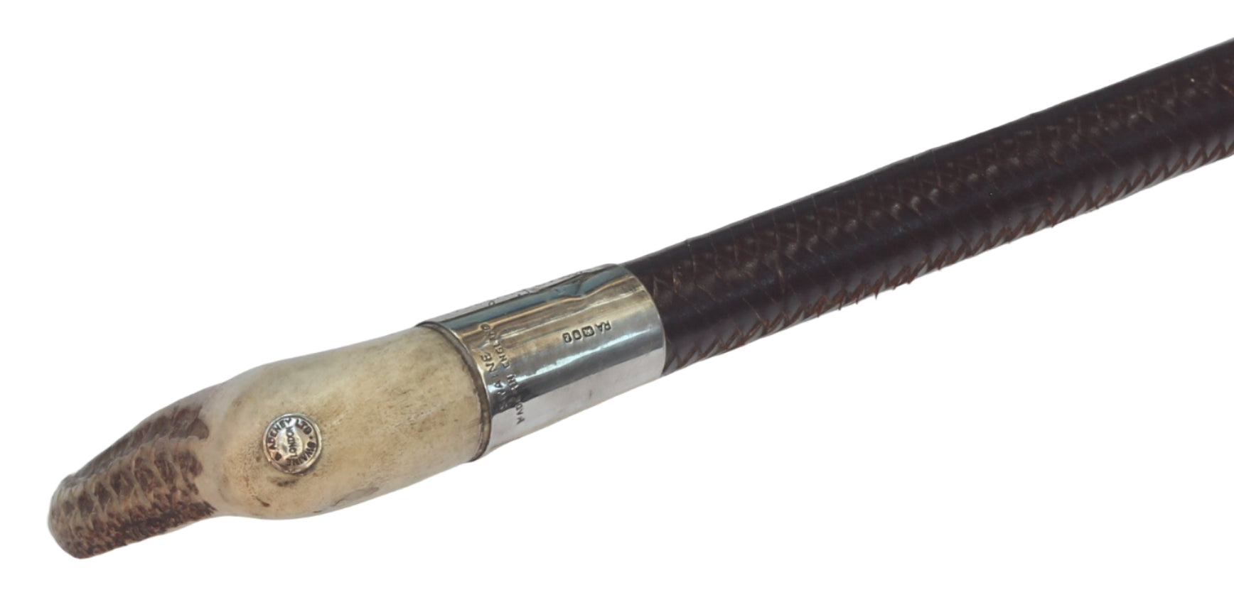 1985 Silver Mounted Swaine & Adeney Leather Hunting Whip or Crop