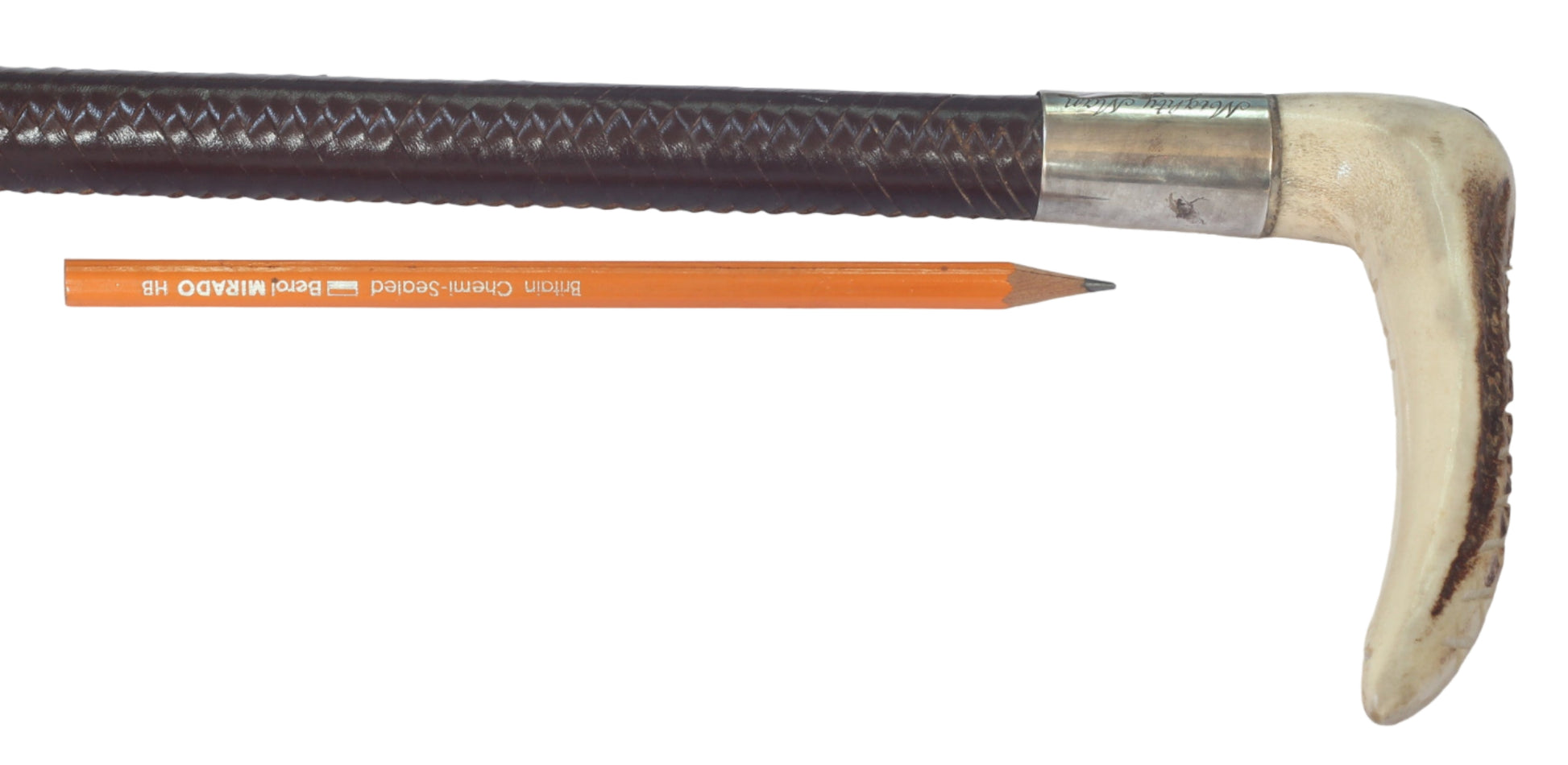 1985 Silver Mounted Swaine & Adeney Leather Hunting Whip or Crop