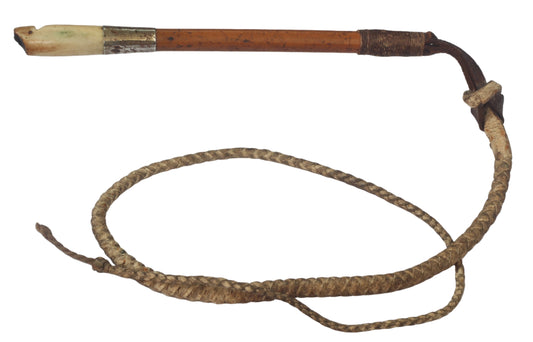 Vintage Slim Malacca Beagling or Dog Whip with Whistle