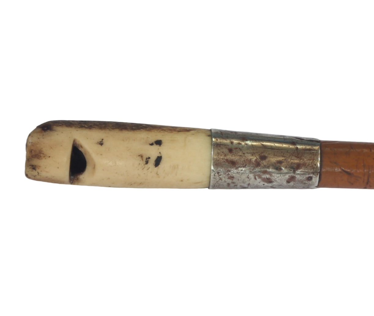 Vintage Slim Malacca Beagling or Dog Whip with Whistle