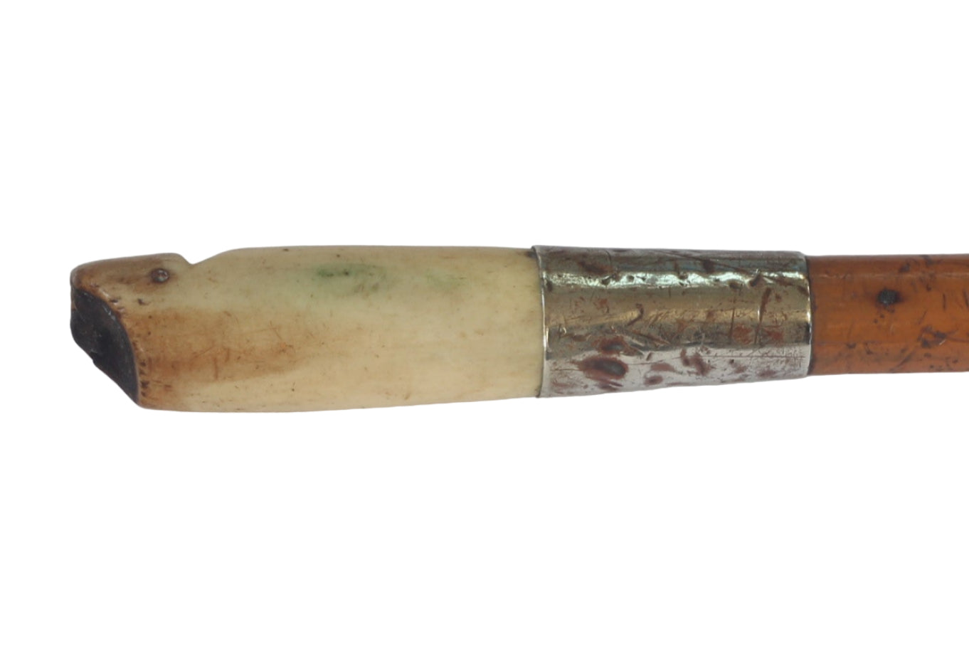 Vintage Slim Malacca Beagling or Dog Whip with Whistle