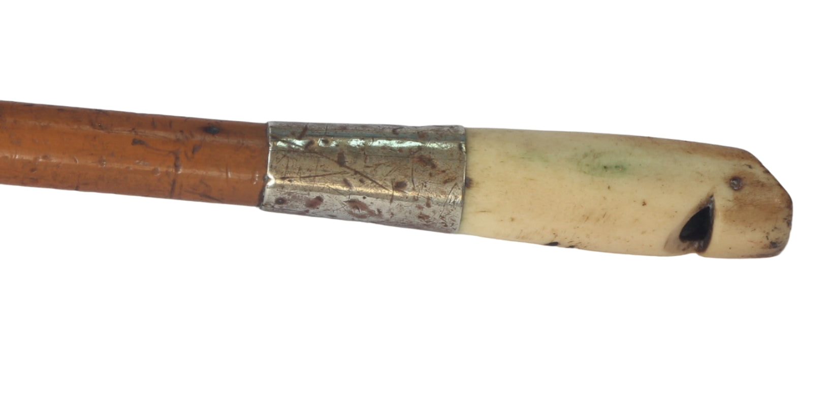 Vintage Slim Malacca Beagling or Dog Whip with Whistle
