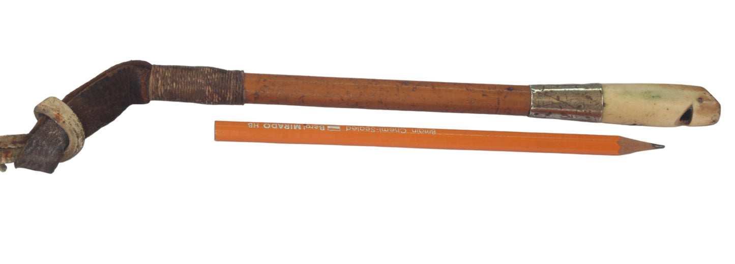 Vintage Slim Malacca Beagling or Dog Whip with Whistle