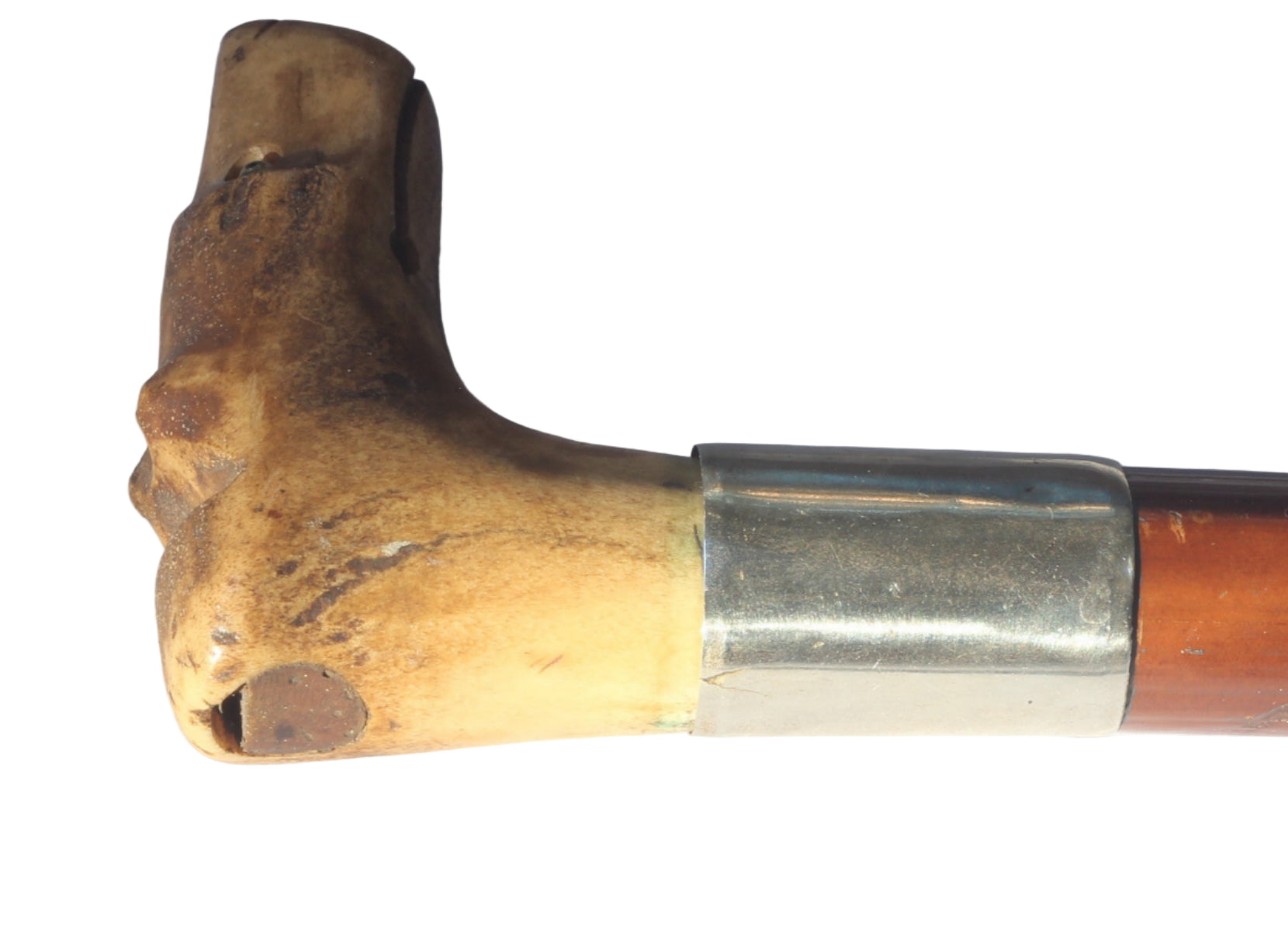 Antique Beagling Whip with Hound Handle and Whistle
