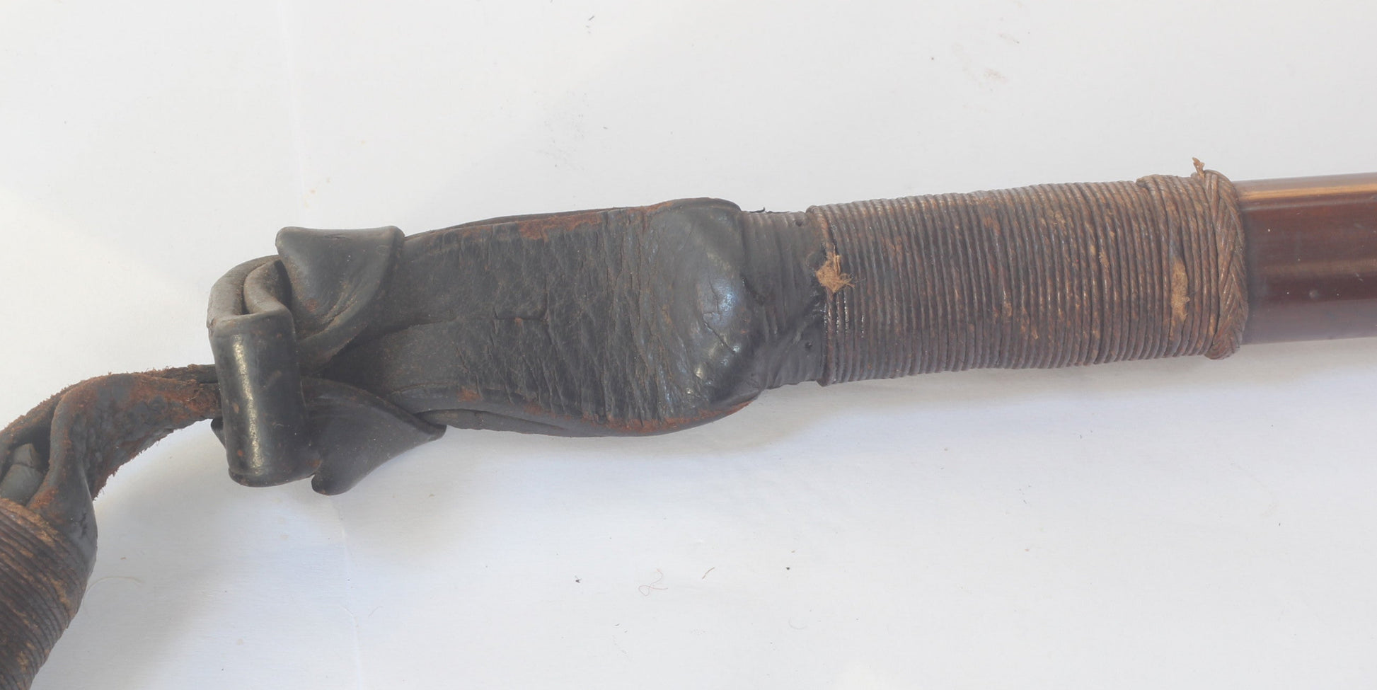 Antique Beagling Whip with Hound Handle and Whistle