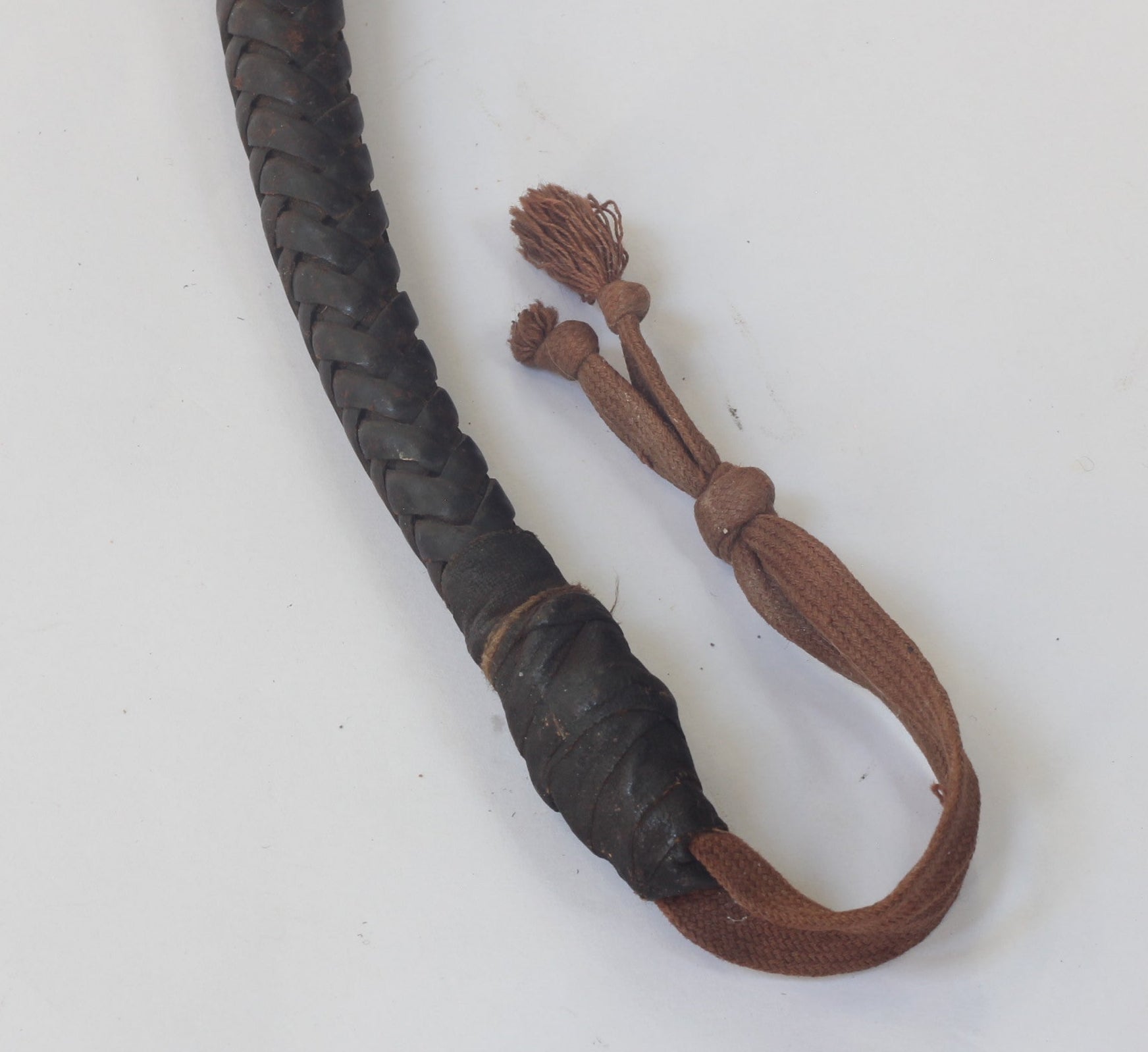 Antique Beagling Whip with Hound Handle and Whistle