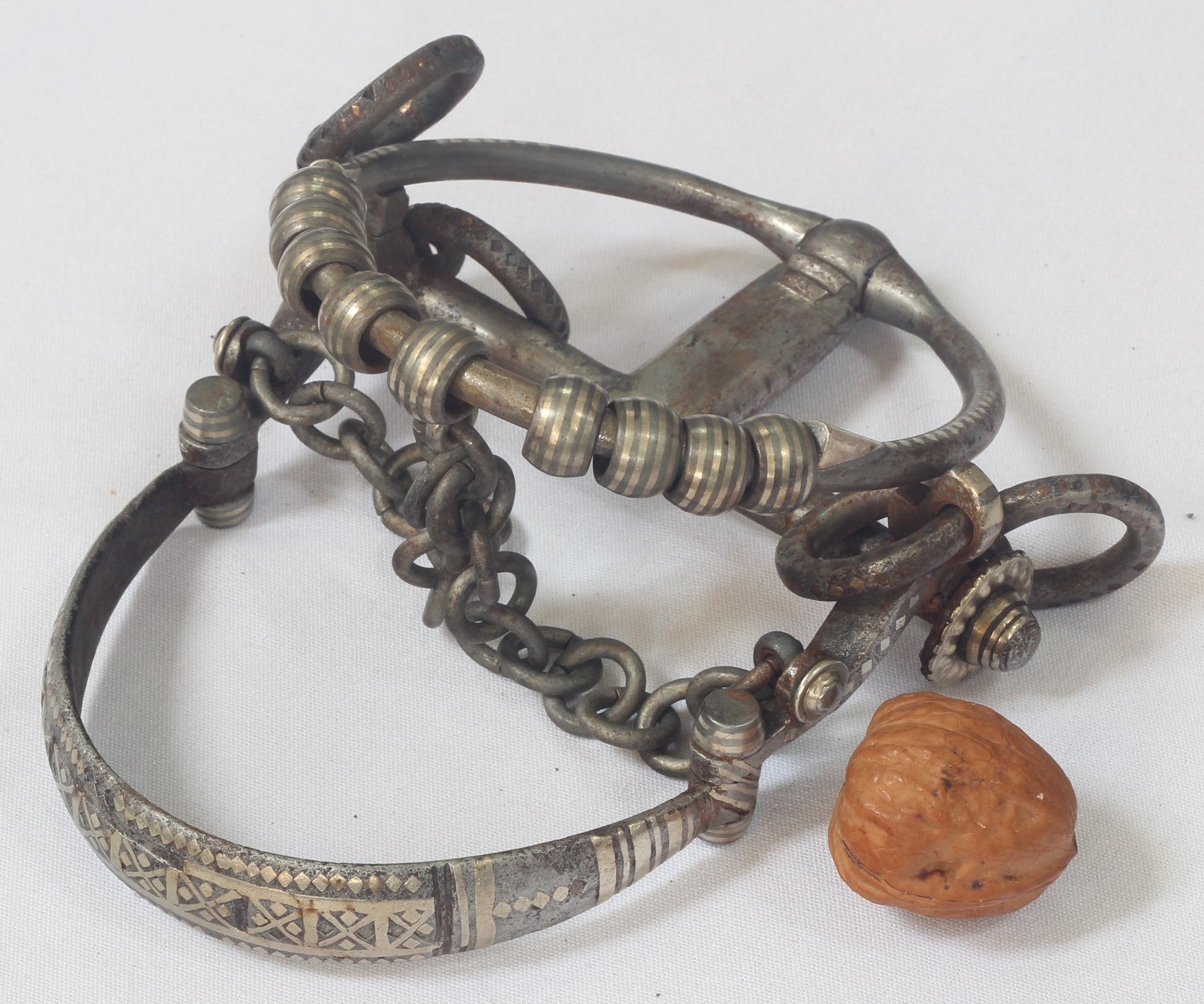 Antique Chilean Ring Bit  with Inlaid Decoration
