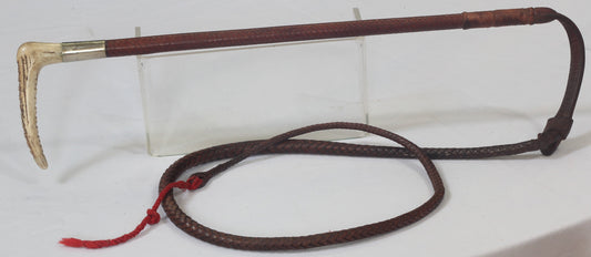 Vintage 1952 Small Ladies' or Youth's Leather Hunting Whip with Thong