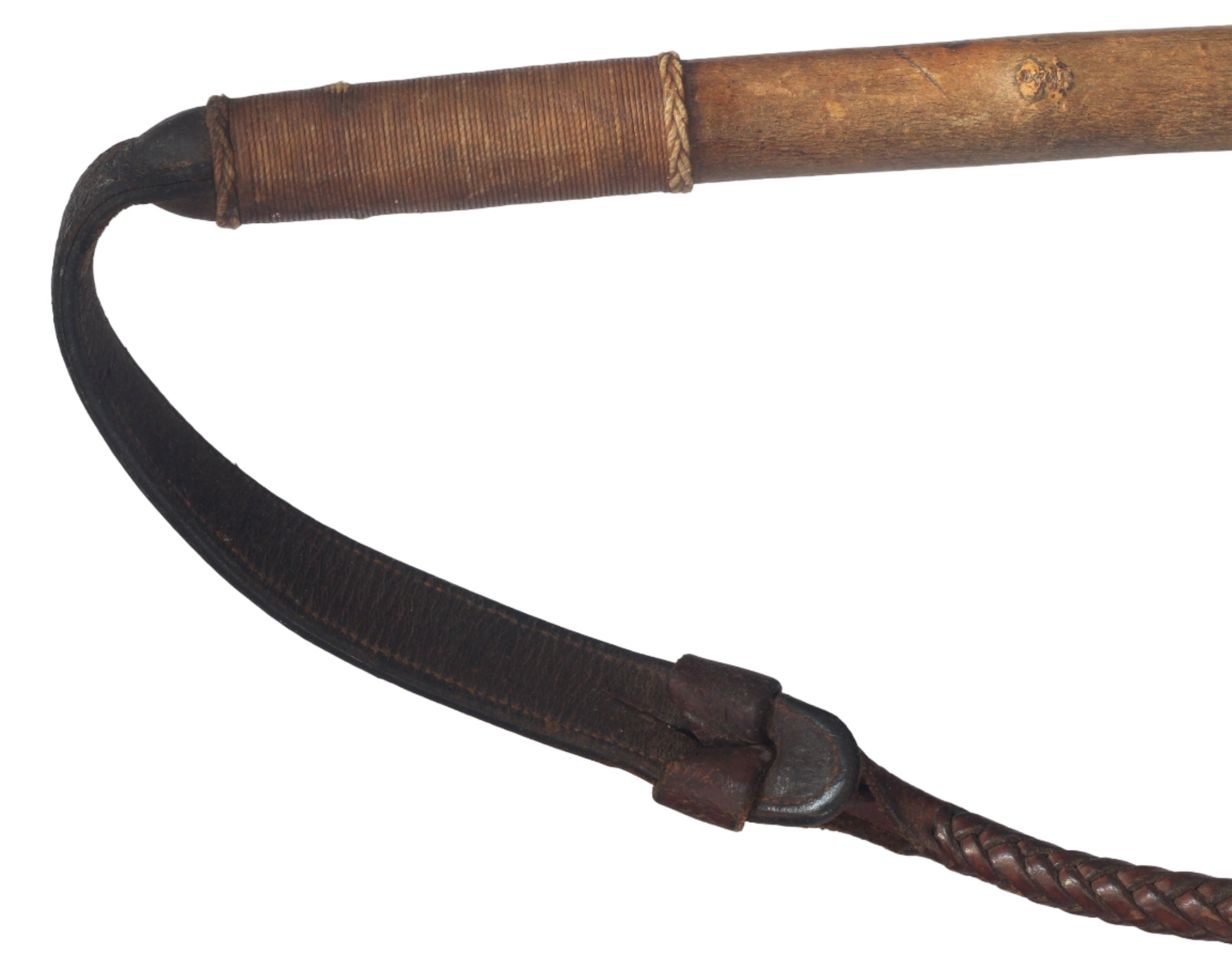 Vintage Rustic Ash Hunting Whip or Crop with Thong