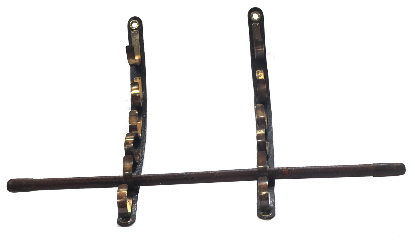 A Pair of Leather & Brass Campaign Stick Gun or Whip Racks