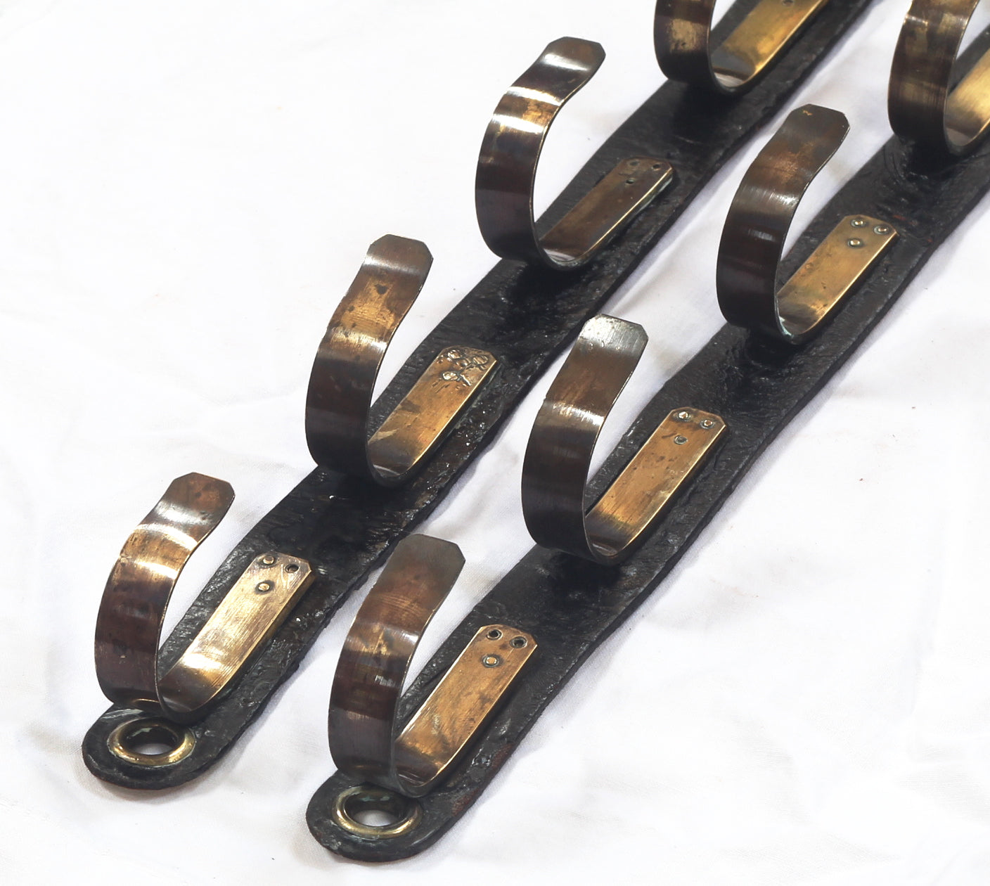 A Pair of Leather & Brass Campaign Stick Gun or Whip Racks