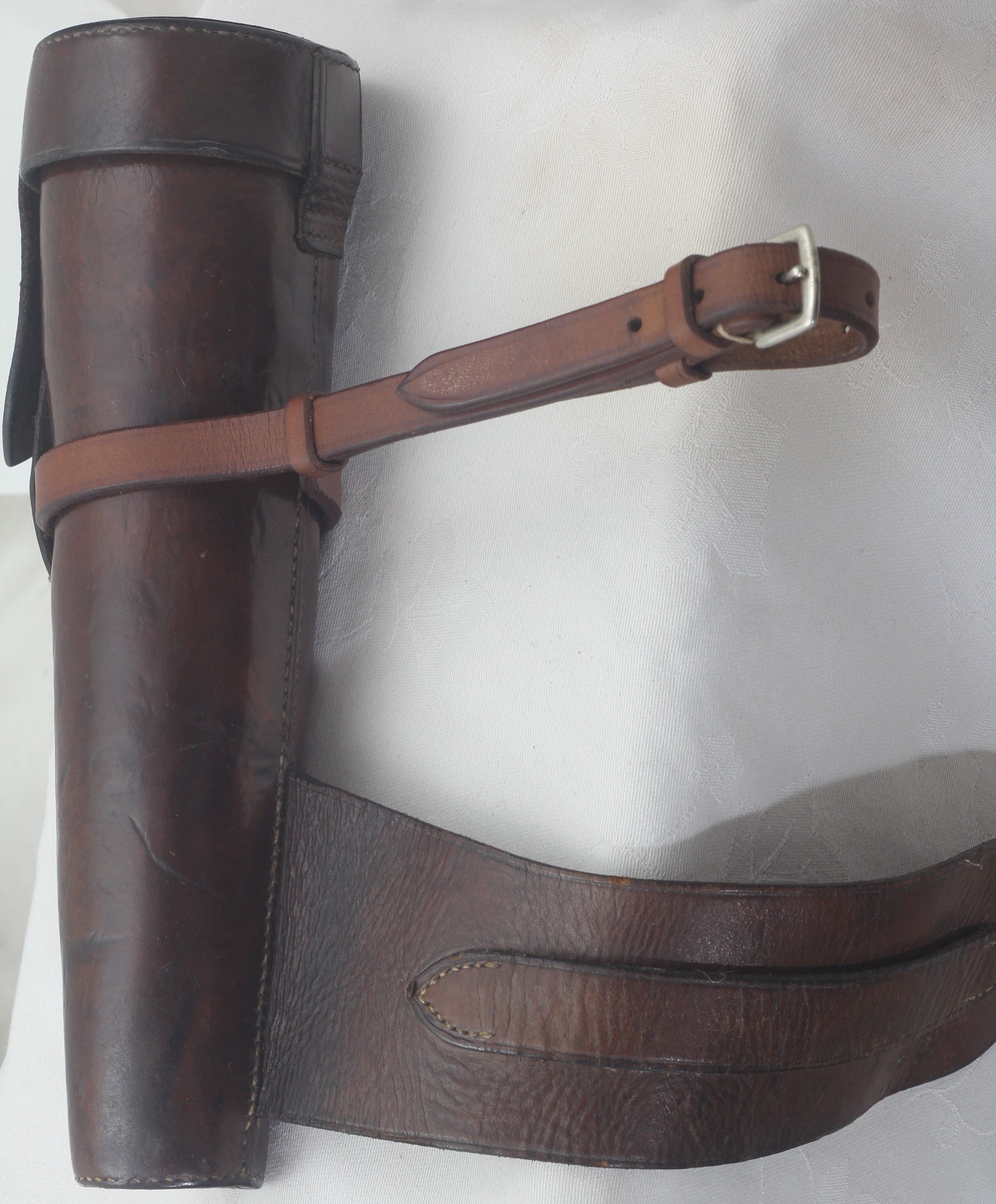 Antique 1896 Silver Mounted Saddle or Hunting Flask in Leather Case