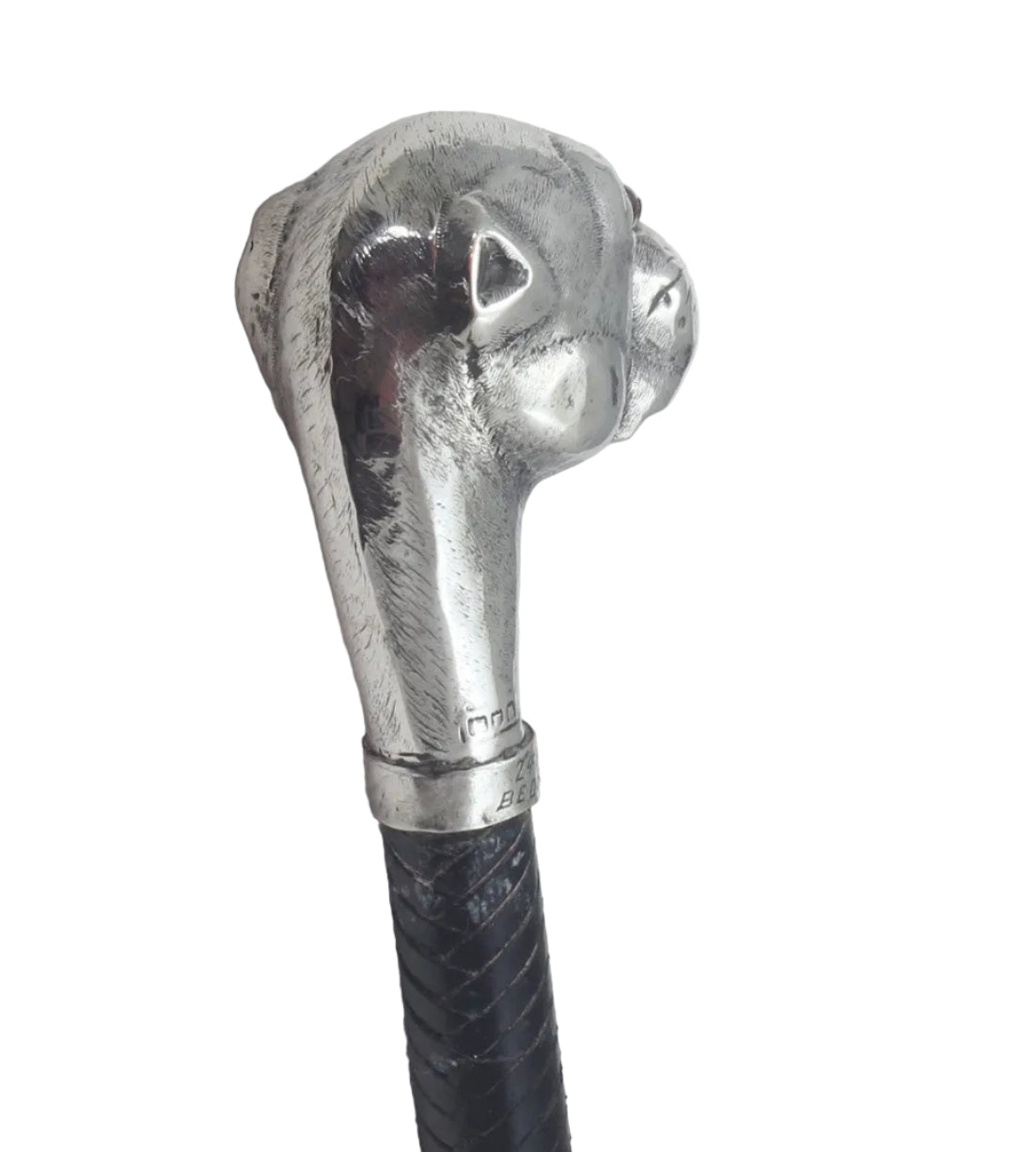 Park or Cutting Whip with Silver Boxer Dog Handle, 1908