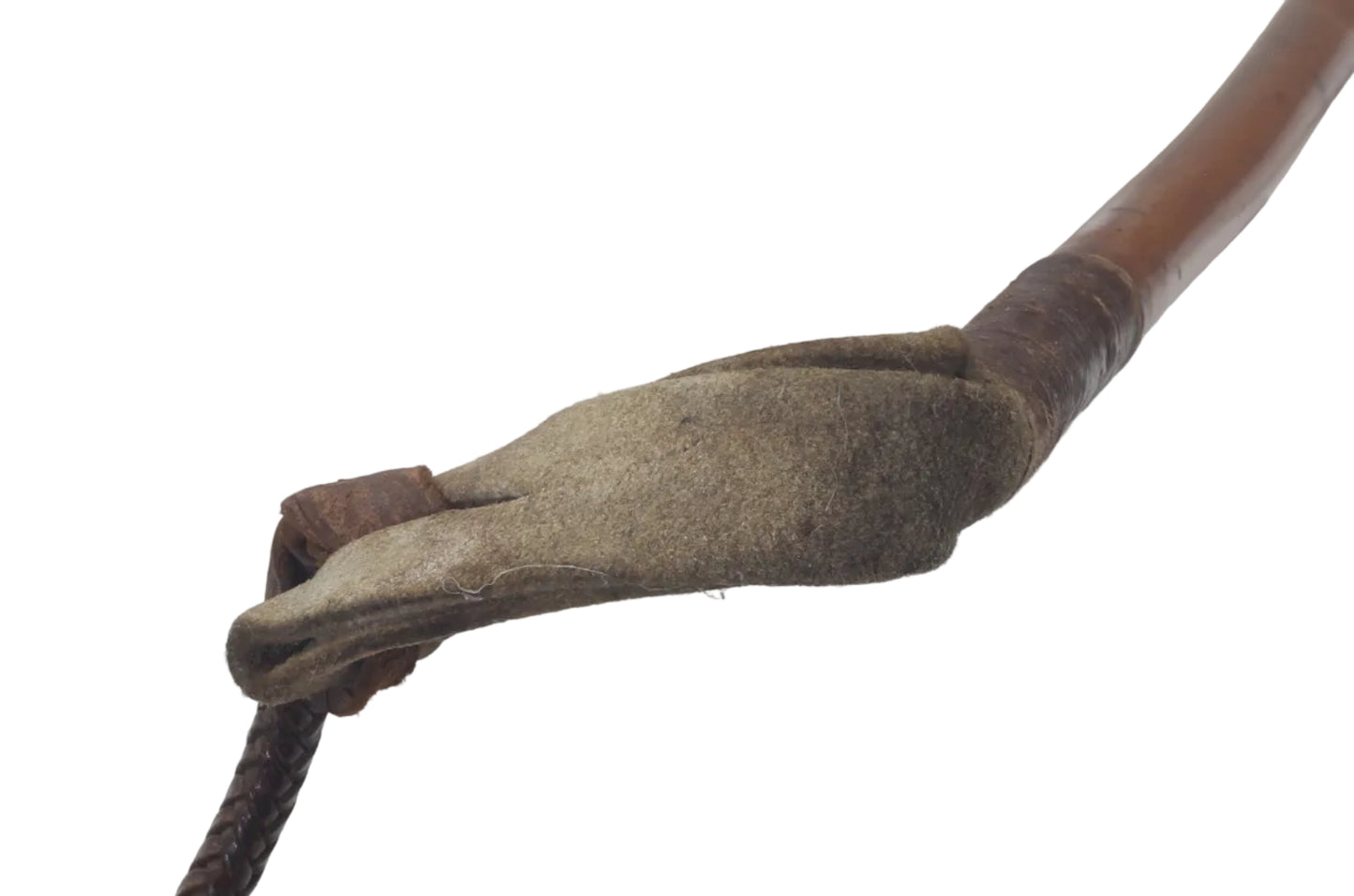 Antique Long Malacca Hunting Whip with Braided Silver Collar