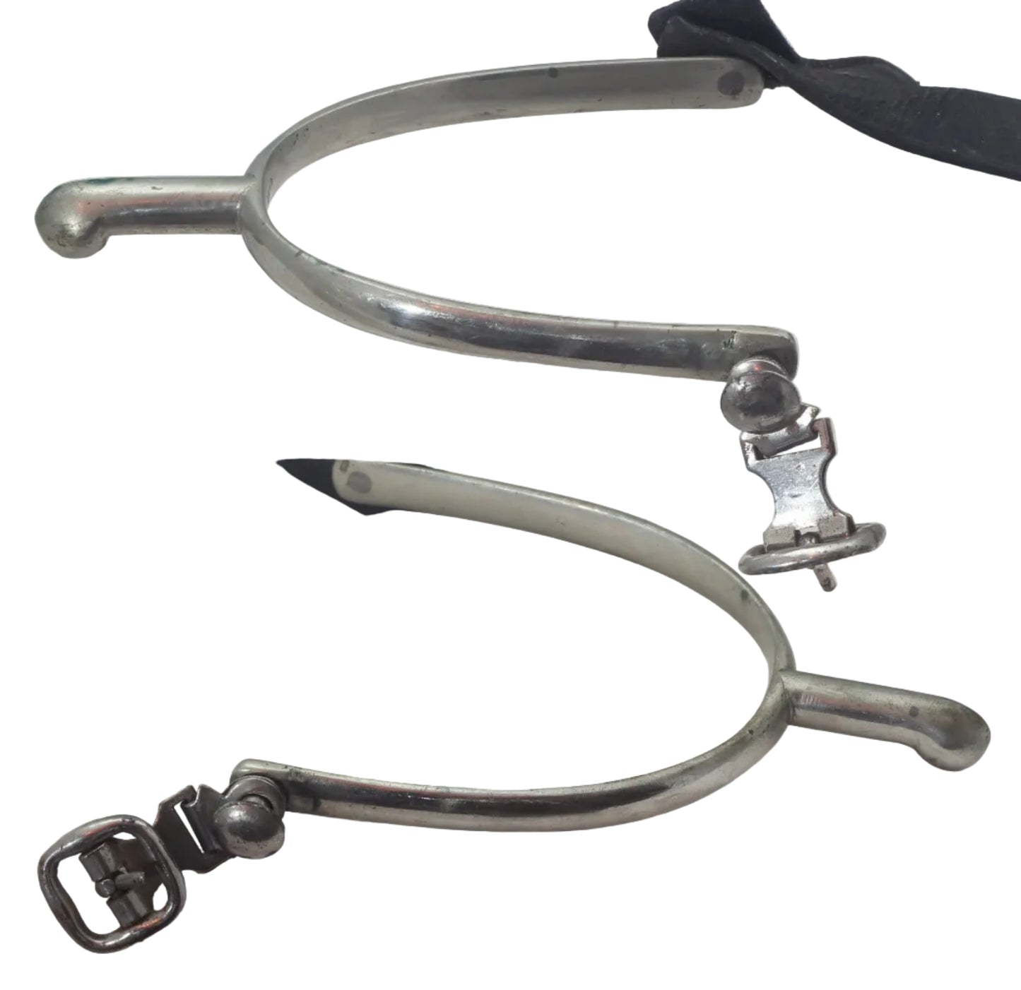 Vintage Nickel Hunting or Military Spurs with Buttons & Buckles