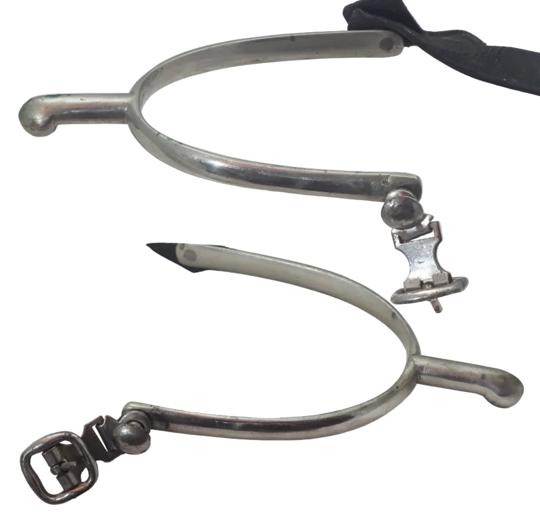 Vintage Nickel Hunting or Military Spurs with Buttons & Buckles