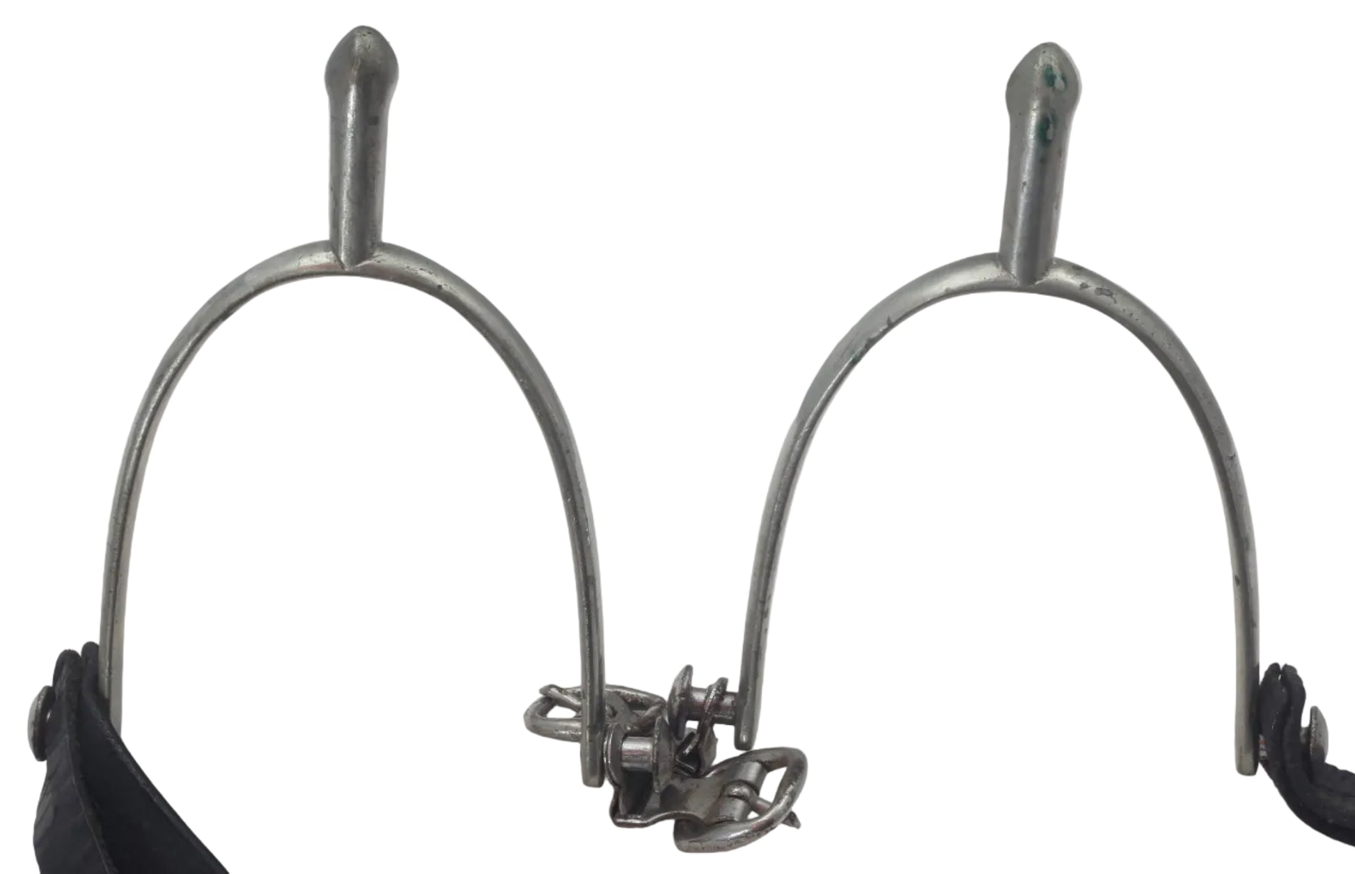 Vintage Nickel Hunting or Military Spurs with Buttons & Buckles