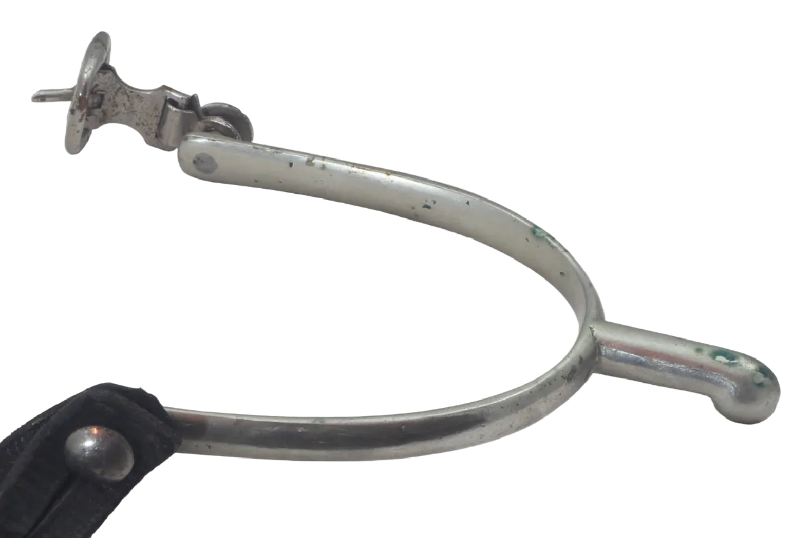 Vintage Nickel Hunting or Military Spurs with Buttons & Buckles