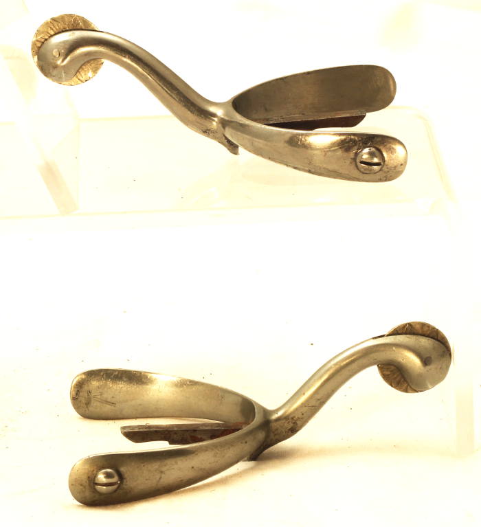 Pair of Swan Necked Box Spurs by Flack & Smith