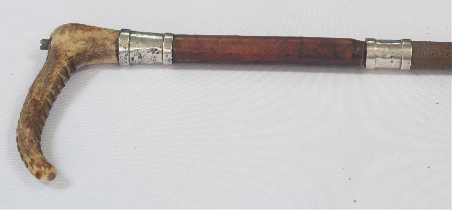 1923 Antique Callow Silver Collared Hunting Whip