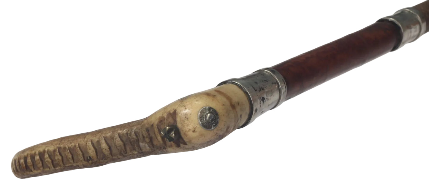 1923 Antique Callow Silver Collared Hunting Whip