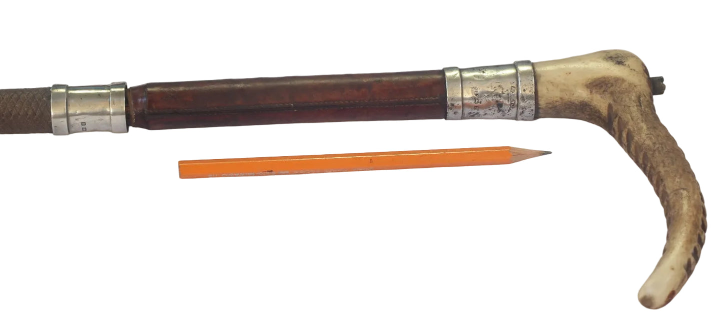 1923 Antique Callow Silver Collared Hunting Whip