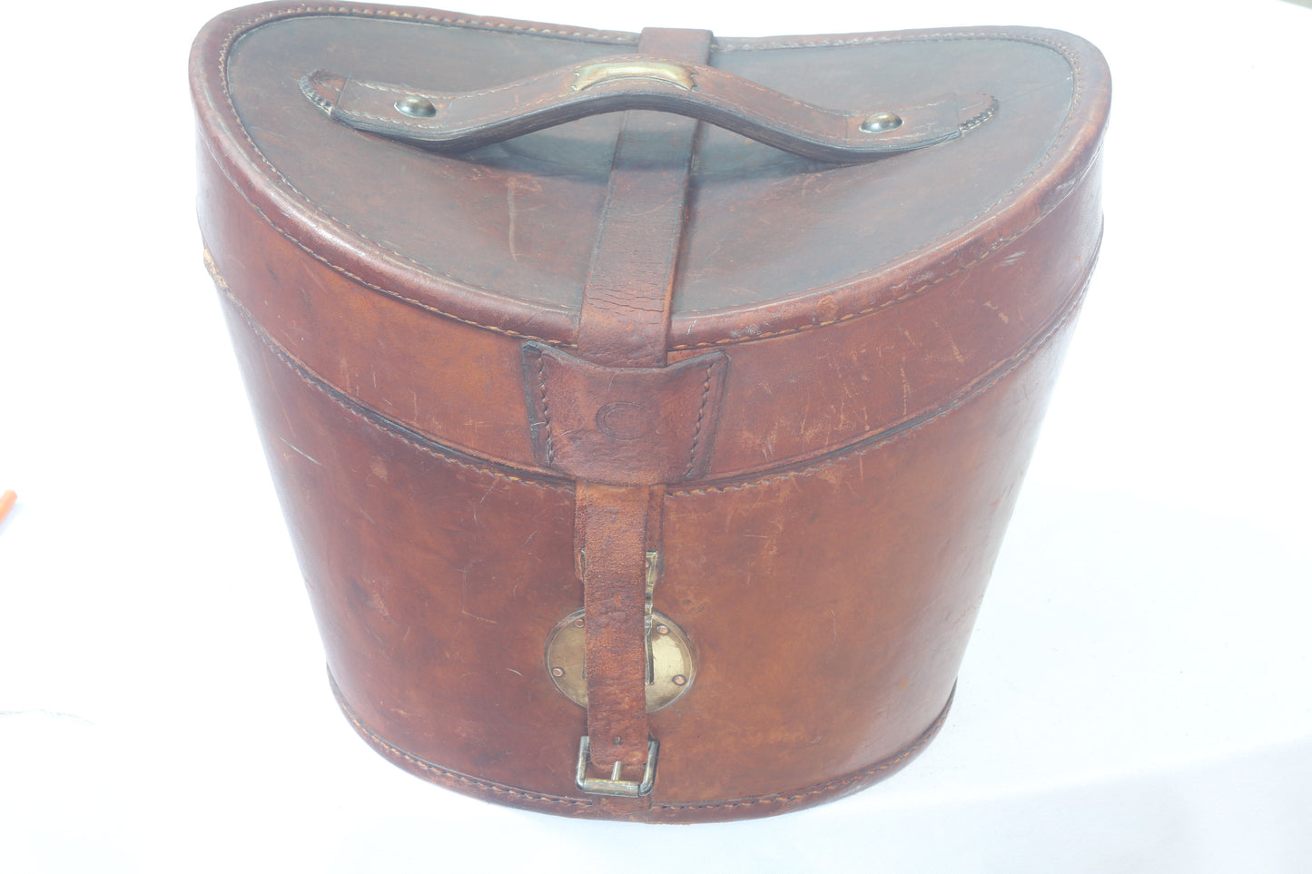 Vintage Silk Top Hat UK Size 7¼ in Leather Hat Box