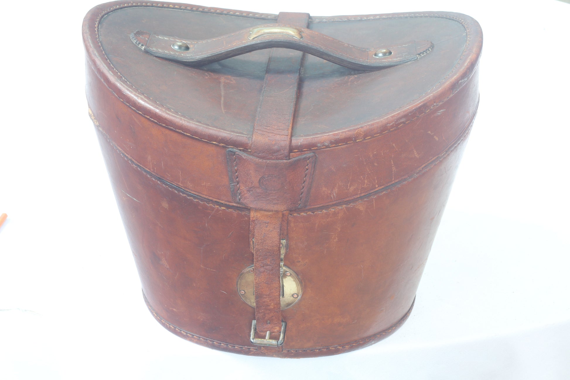 Vintage Silk Top Hat UK Size 7¼ in Leather Hat Box