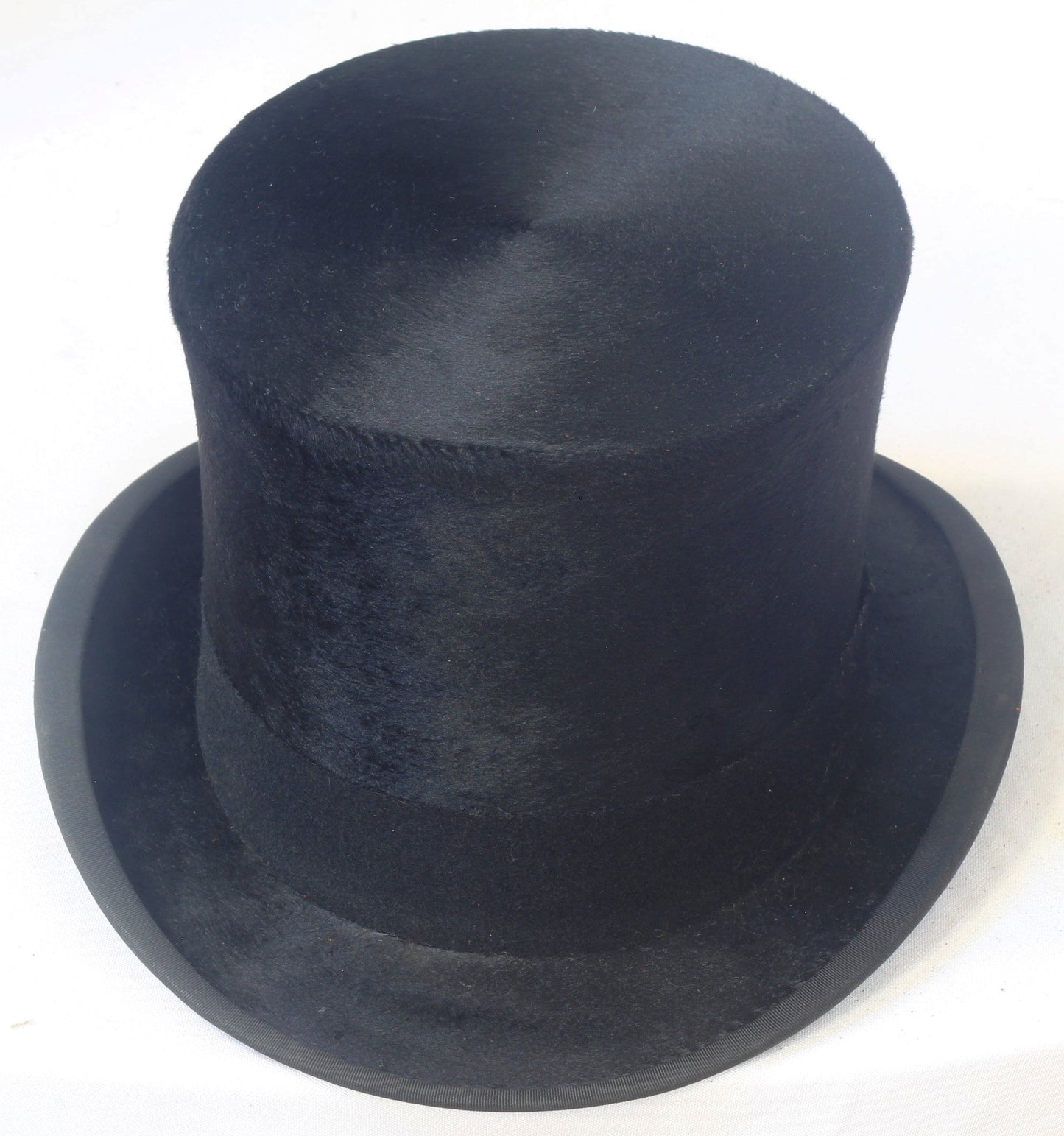 Vintage Silk Top Hat UK Size 7¼ in Leather Hat Box - Tophat030