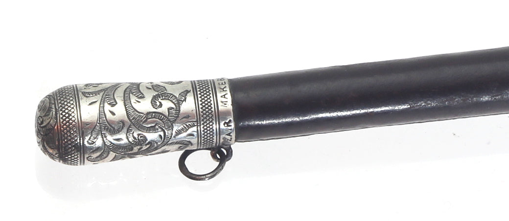 Victorian sidesaddle whip with silver mounts