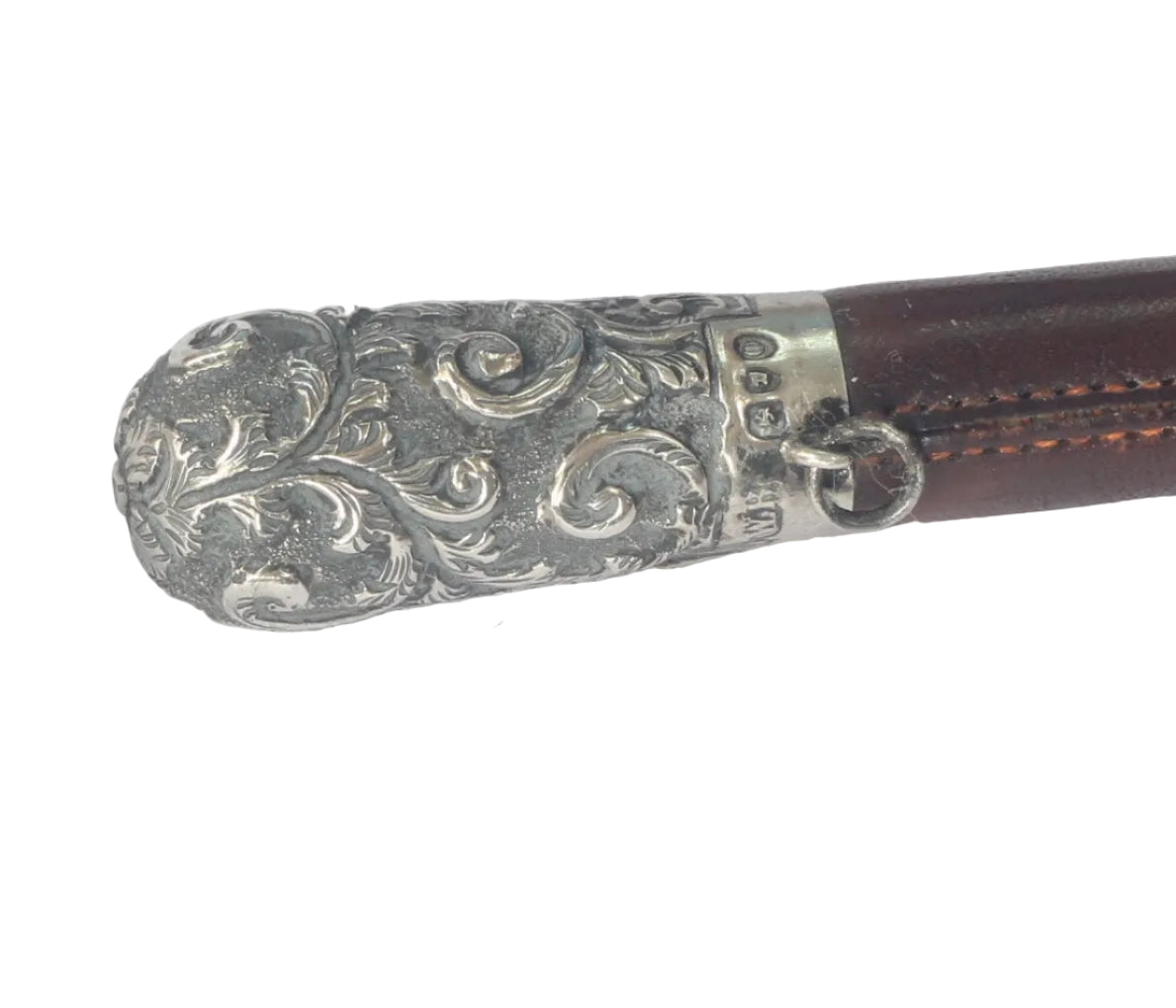 Victorian 1889 Silver Mounted Ladies Sidesaddle Riding Whip or Crop