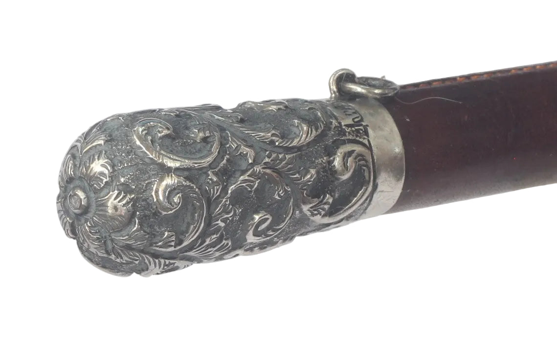 Victorian 1889 Silver Mounted Ladies Sidesaddle Riding Whip or Crop