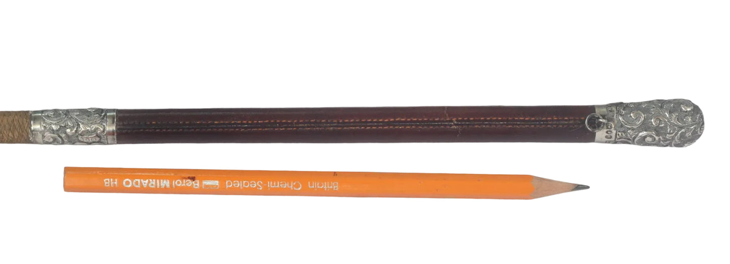 Victorian 1889 Silver Mounted Ladies Sidesaddle Riding Whip or Crop