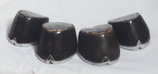 Set of Four Very Small Taxidermy Horse  Hooves with Horseshoes