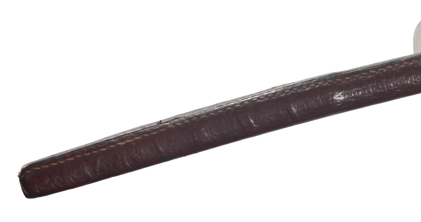Vintage Leather Covered Half Round Showing Cane or Swagger Stick