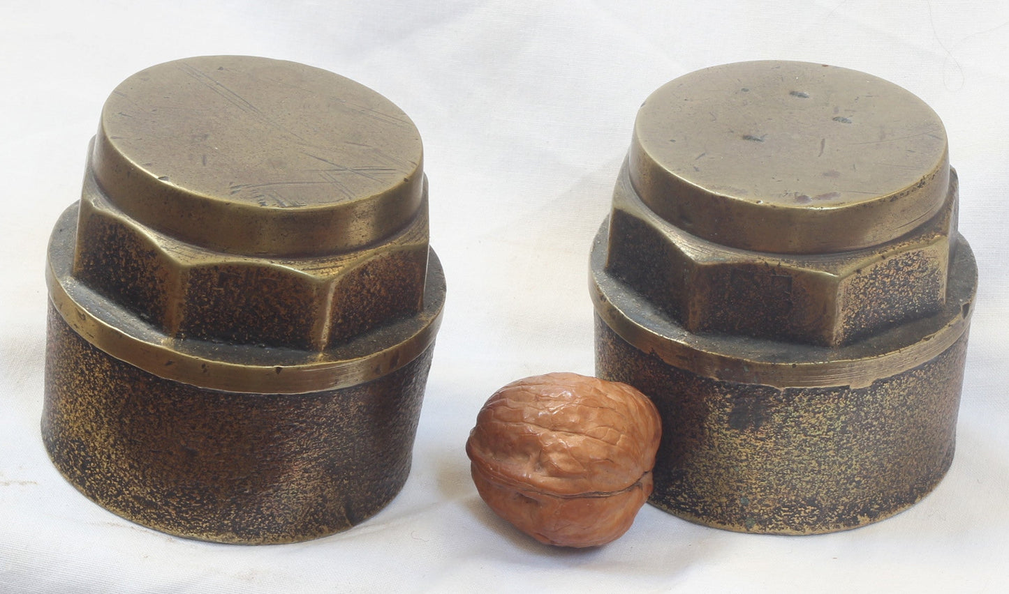 Pair of Antique Brass Cart or Wagon Hub Nuts or Caps