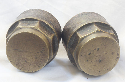 Pair of Antique Brass Cart or Wagon Hub Nuts or Caps