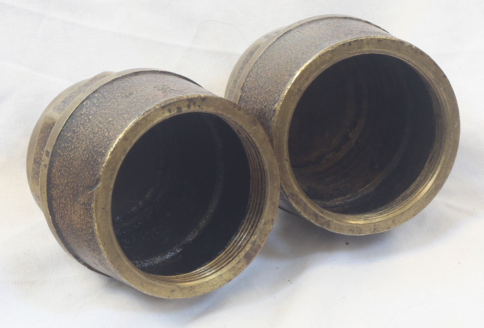 Pair of Antique Brass Cart or Wagon Hub Nuts or Caps