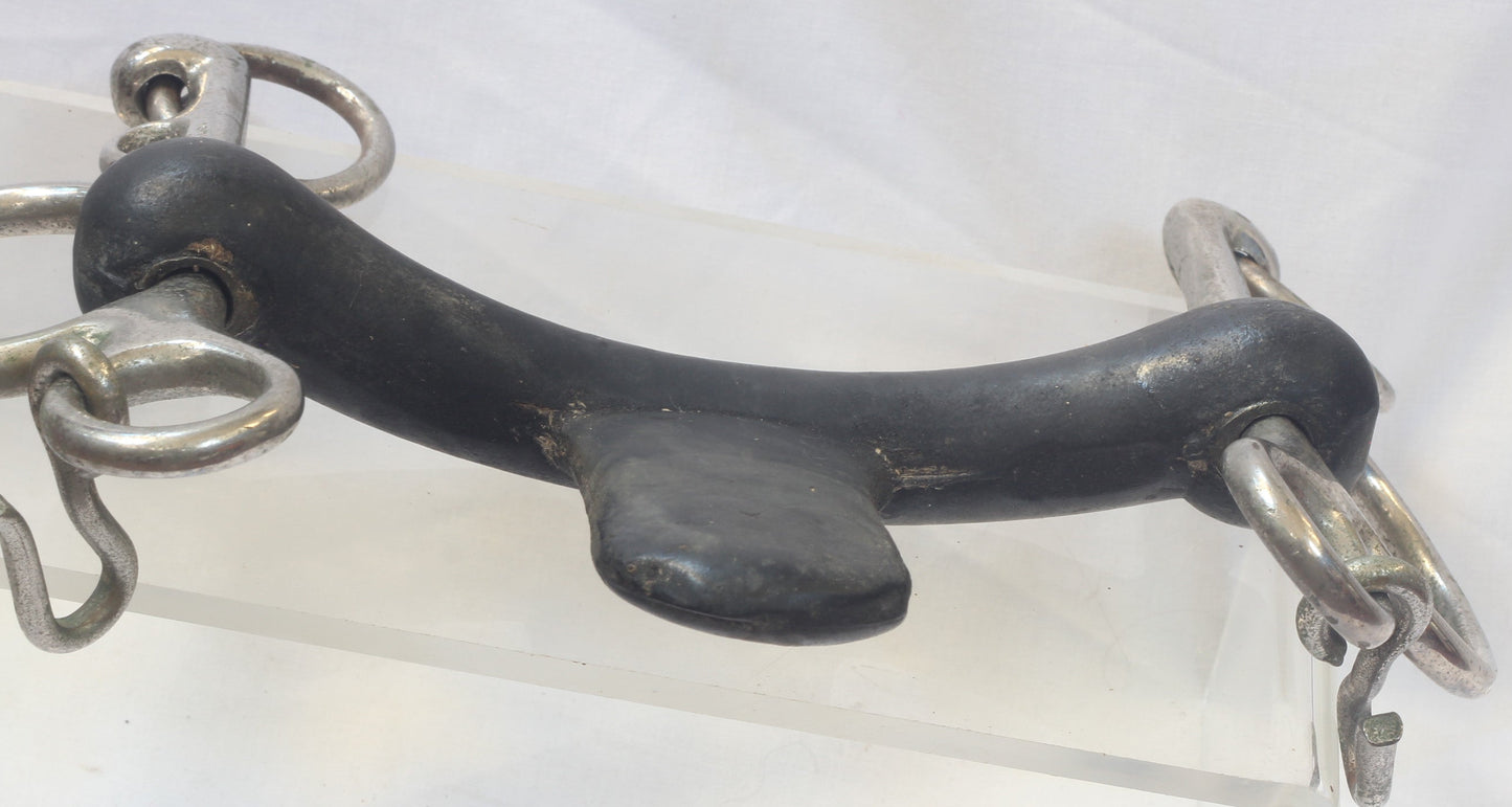 A Vintage Never Rust Pelham Bit  with Tongue Loller Rubber Mouthpiece