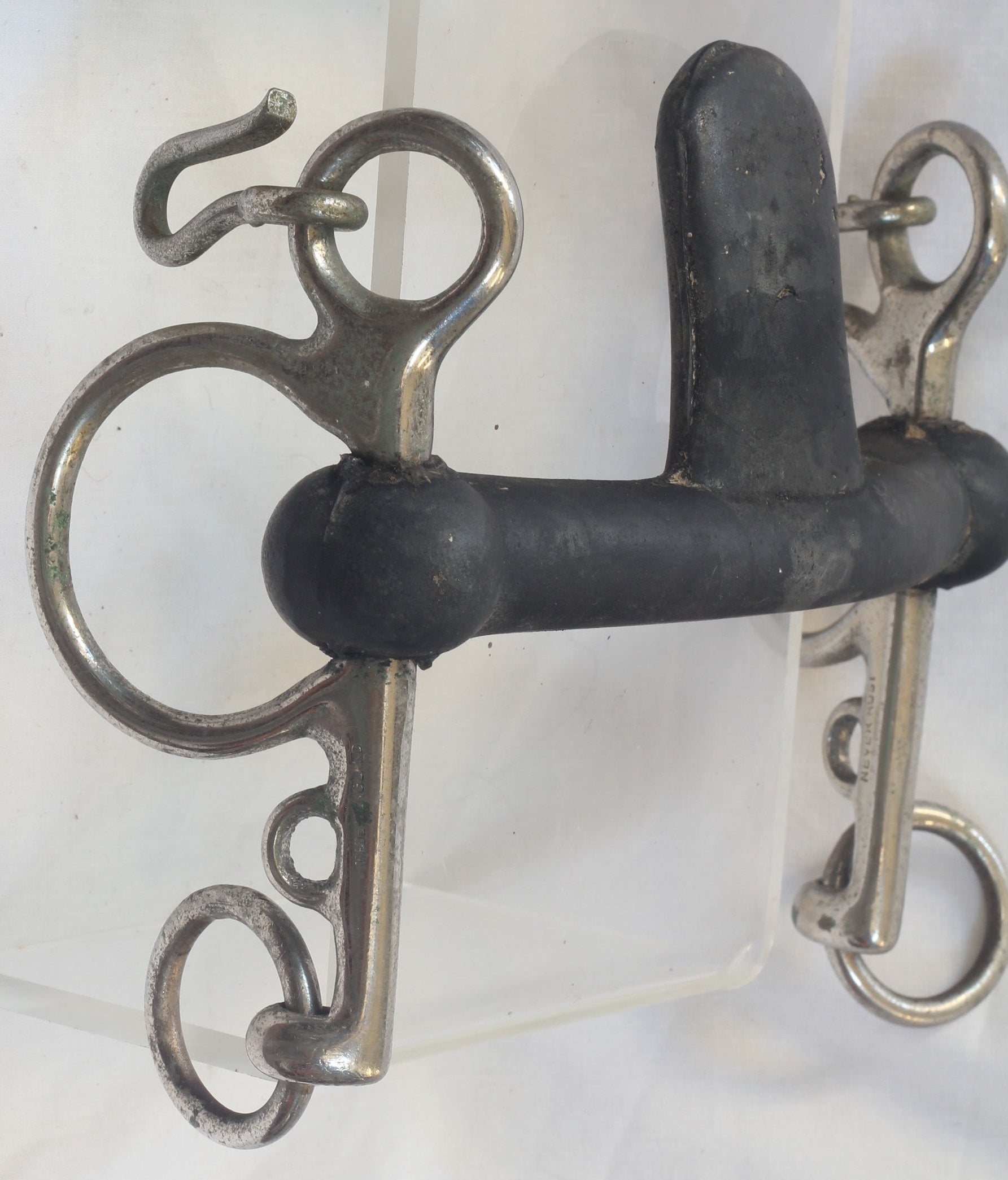 A Vintage Never Rust Pelham Bit  with Tongue Loller Rubber Mouthpiece