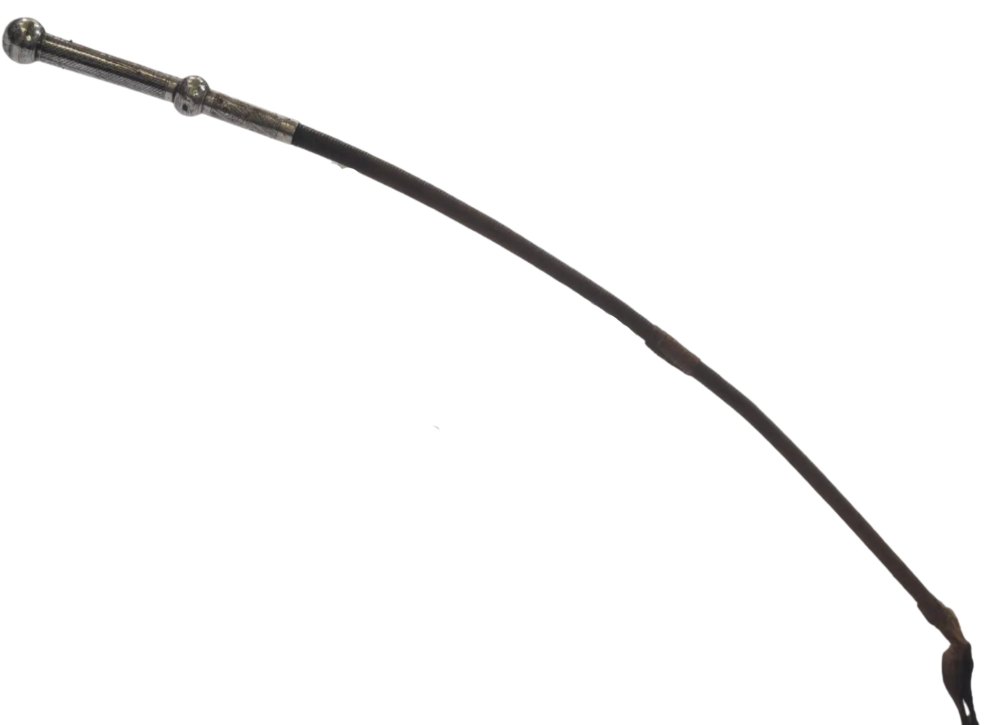 Silver & Niello Handled Russian or Caucasian Riding Whip or Nagaika 