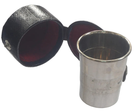 Antique Telescopic or Collapsible Cup in Leather Case