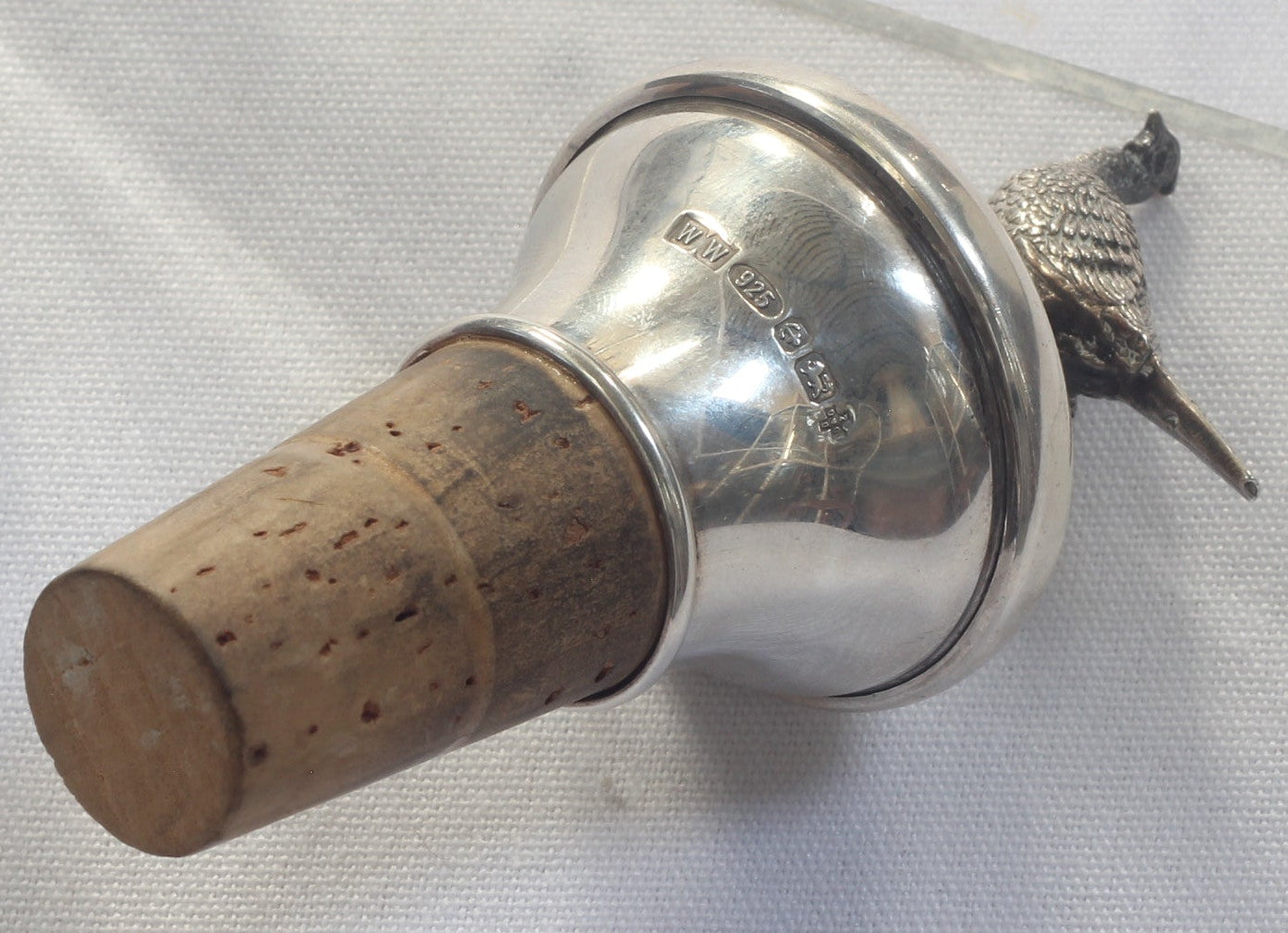 Sterling Silver Pheasant Bottle Stopper