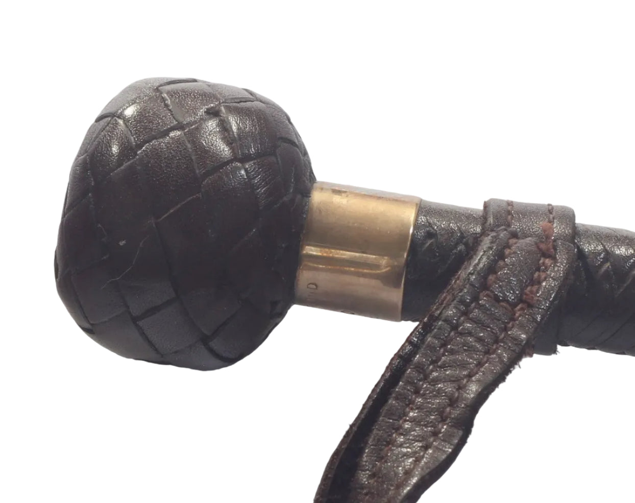 1972 Gold Mounted Leather Racing or Jumping Whip by Swaine & Adeney