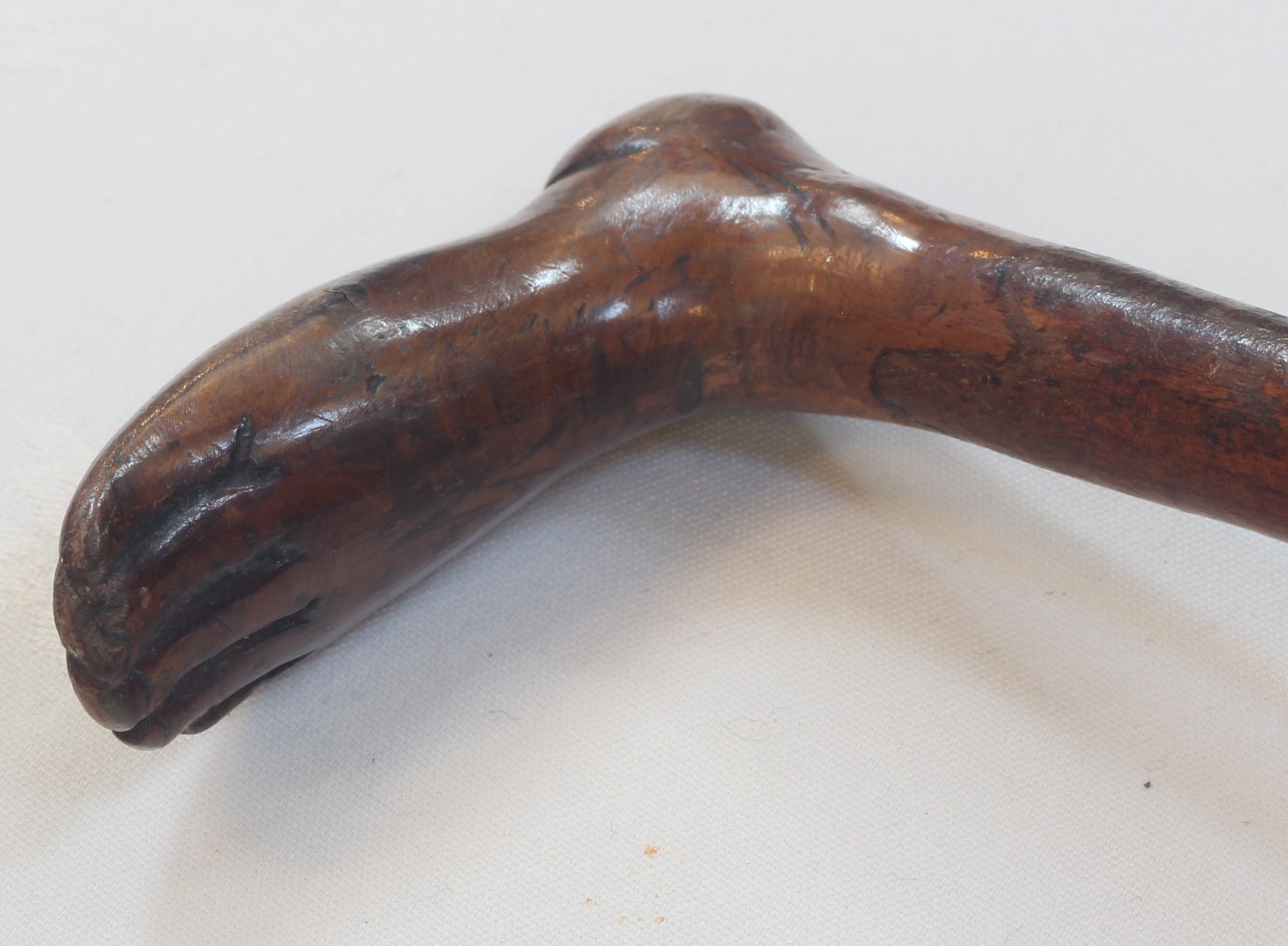 Folk Art Walking Stick with Foot Handle