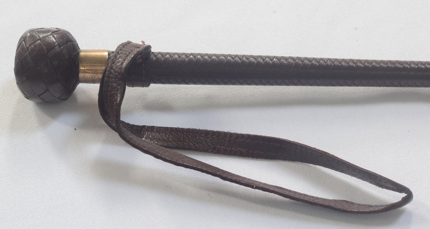 1972 Gold Mounted Leather Racing or Jumping Whip by Swaine & Adeney