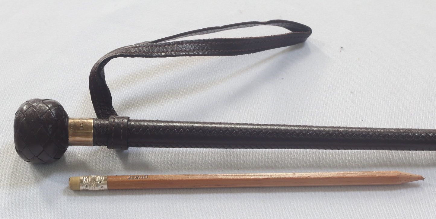 1972 Gold Mounted Leather Racing or Jumping Whip by Swaine & Adeney